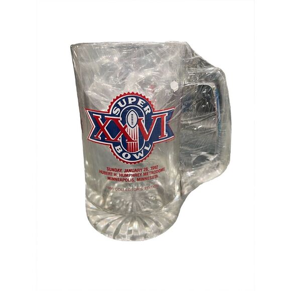 NFL Other - Brand New Super Bowl XXVI Mug Metrodome Minneapolis Collector Clear Glass - #294